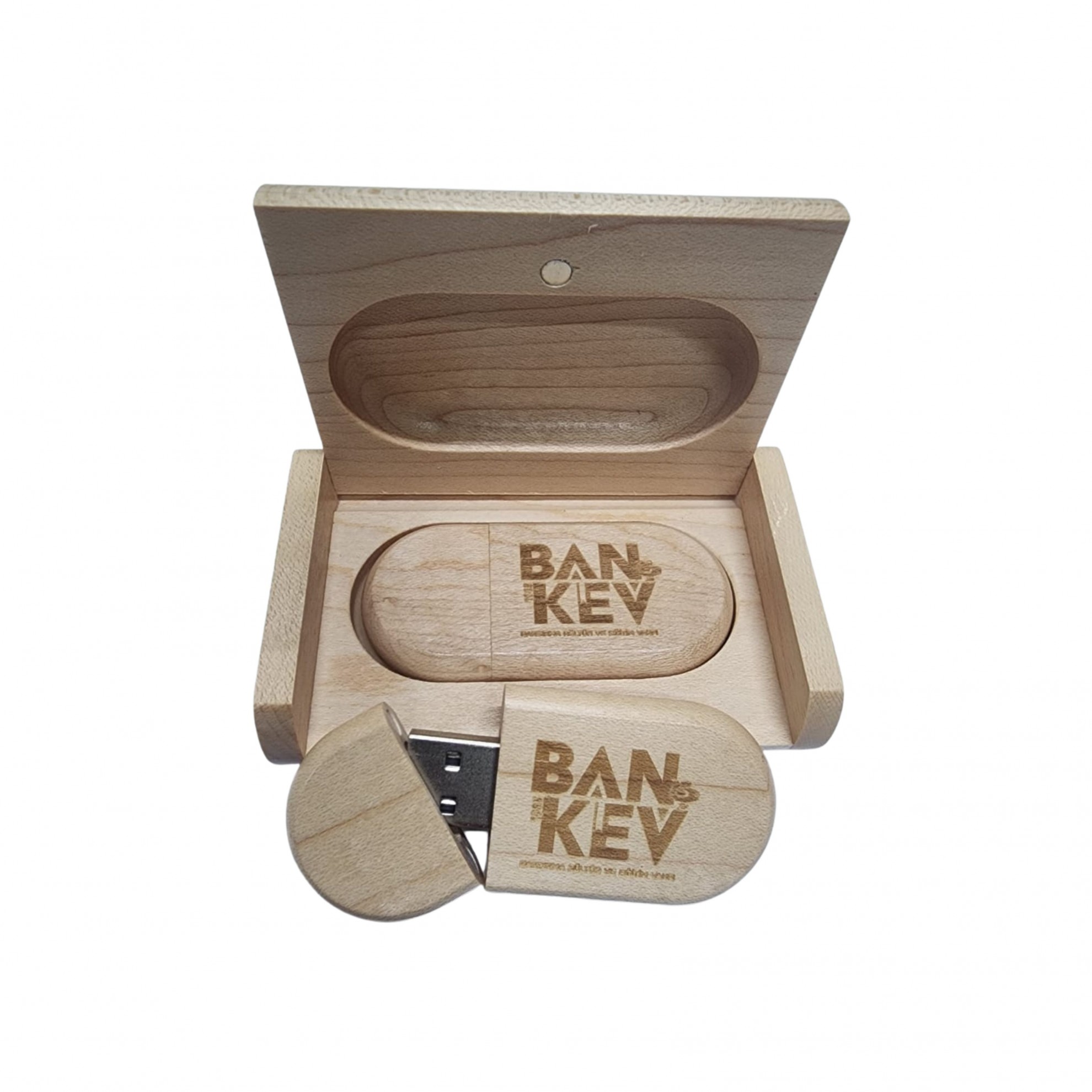 Promosyon Kutulu Oval Ahşap USB Bellek