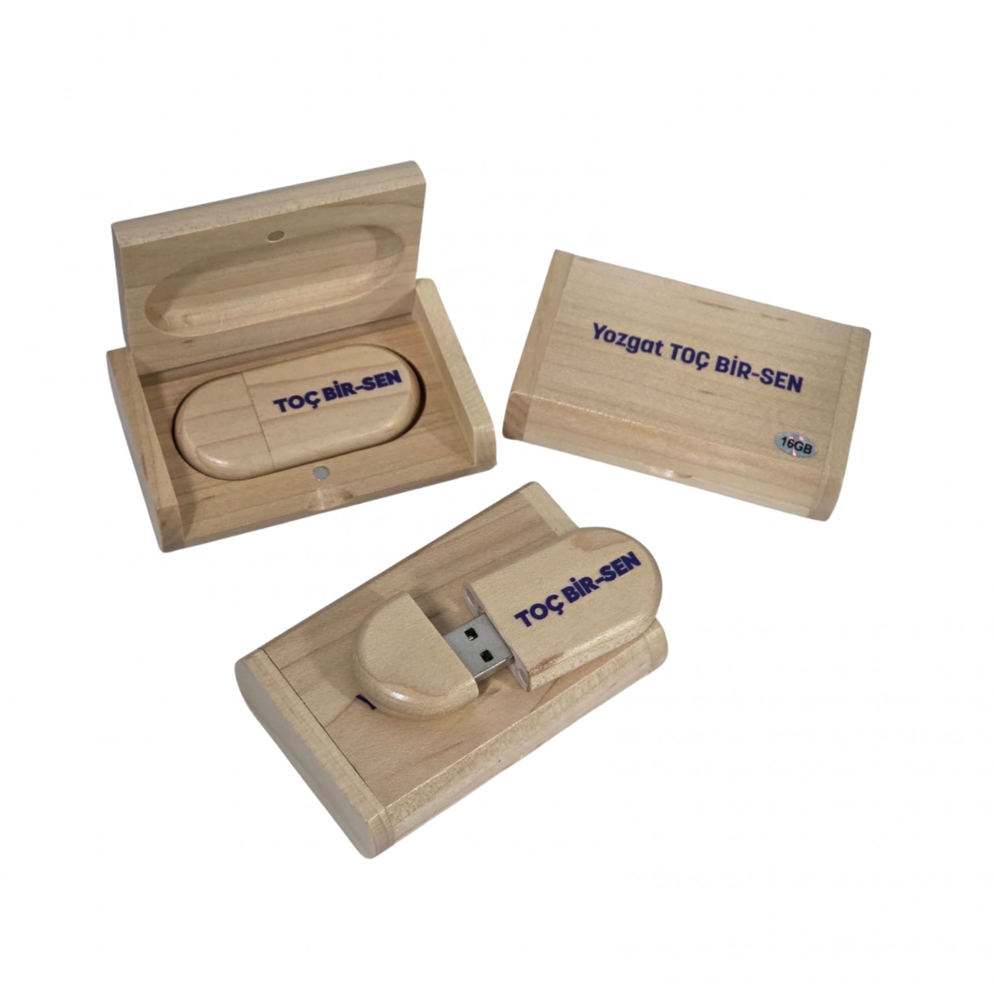 Promosyon Kutulu Oval Ahşap USB Bellek